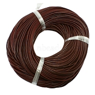 Cowhide Leather Cord, Leather Jewelry Cord, Jewelry DIY Making Material, Round, Dyed, Saddle Brown, 1.5mm(LC-1.5MM-02)