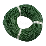 Cowhide Leather Cord, Leather Jewelry Cord, Jewelry DIY Making Material, Round, Dyed, Green, 1.5mm(LC-1.5MM-10)