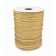 Imitation Leather Cord, Braided, Goldenrod, Size: about 6mm wide, 2.4mm thick, about 109.36 yards(100m)/roll(LC-N002-1)