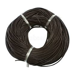 Cowhide Leather Cord, Leather Jewelry Cord, Jewelry DIY Making Material, Round, Dyed, Coconut Brown, 1.5MM(LC-1.5MM-11)