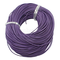 Cowhide Leather Cord, Leather Jewelry Cord, Jewelry DIY Making Material, Round, Dyed, Purple, 1.5mm(LC-1.5MM-12)