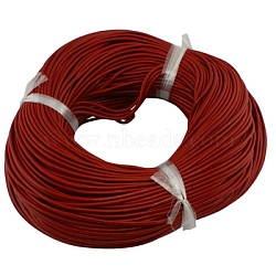 Cowhide Leather Cord, Leather Jewelry Cord, Jewelry DIY Making Material, Round, Dyed, Red, 1mm(LC-1MM-01)
