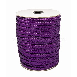 Imitation Leather Cord, Braided, Indigo, Size: about 6mm wide, 2.4mm thick, about 100m/roll(LC-N002-4)
