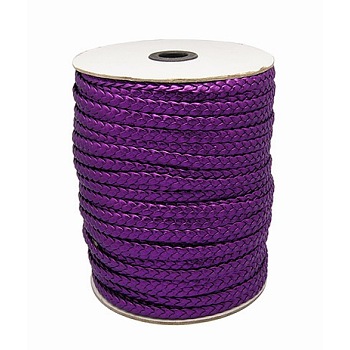 Imitation Leather Cord, Braided, Indigo, Size: about 6mm wide, 2.4mm thick, about 100m/roll
