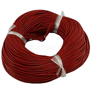 Cowhide Leather Cord, Leather Jewelry Cord, Jewelry DIY Making Material, Round, Dyed, Red, 2mm(LC2MM006-01)