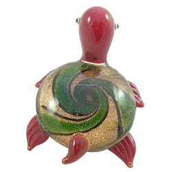 Home Decoration, Handmade Gold Sand Lampwork Decoration, Red, Tortoise, about 41.5mm wide, 55mm long(LD003J-1)