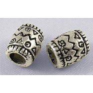 Tibetan Style Spacer Beads, Lead Free & Cadmium Free, Column, Antique Silver, about 6.5mm in diameter, 8mm long, hole: 4mm(LF0756Y)