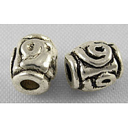 Tibetan Style Spacer Beads, Barrel, Cadmium Free & Nickel Free & Lead Free, Antique Silver, 5mm, Hole: 2mm, about 909pcs/500g(LF0898Y-NF)