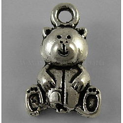 Tibetan Style Alloy Charms, Lead Free and Cadmium Free, Bear, Antique Silver, Cadmium Free & Nickel Free & Lead Free(LF0301Y-NF)