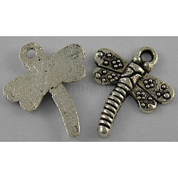 Tibetan Style Alloy Pendants, Dragonfly, Antique Silver, Lead Free and Cadmium Free and Nickel Free, 18x15x2mm, Hole: 1.5mm(LF0718Y-NF)