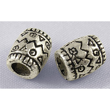 Tibetan Style Spacer Beads, Lead Free & Cadmium Free, Column, Antique Silver, about 6.5mm in diameter, 8mm long, hole: 4mm