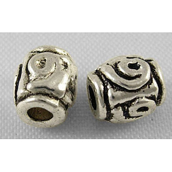 Tibetan Style Spacer Beads, Barrel, Cadmium Free & Nickel Free & Lead Free, Antique Silver, 5mm, Hole: 2mm