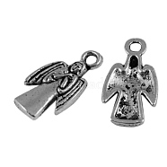 Tibetan Style Alloy Pendants, Antique Silver Lead Free, Cadmium Free and Nickel Free, Angel, 18.5mm long, 10mm wide, 2mm thick, hole: 2mm(LF11546Y-NF)