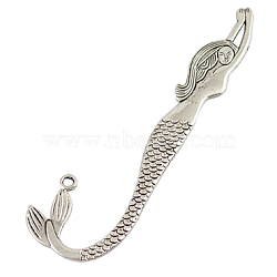 Tibetan Style Alloy Bookmarks, Cadmium Free & Lead Free, Mermaid, Antique Silver, about 122mm long, 33mm wide, 2mm thick, hole: 3mm(LF10058Y)