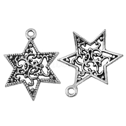 Tibetan Style Alloy Pendants, for Jewish, Star of David, Antique Silver, Lead Free and Cadmium Free and Nickel Free, 23x18x3mm, Hole: 1.5mm(LF10571Y-NF)