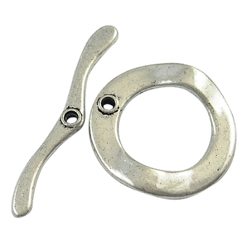Tibetan Style Toggle Clasps, Lead Free and Cadmium Free, Antique Silver, 47x6x30x2mm, Hole: 2mm