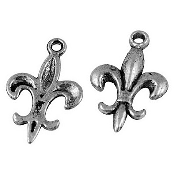 Tibetan Style Alloy Pendants, Lead Free, Nickel Free and Cadmium Free, Fleur De Lis, Antique Silver, Size: about 19mm long, 12mm wide, 2mm thick, hole: 1.5mm