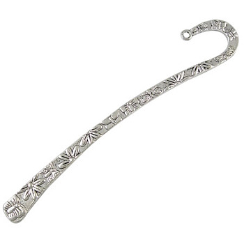 Tibetan Style Alloy Bookmarks, Cadmium Free & Lead Free, Antique Silver, 124x20mm, Hole: 2mm