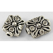 Tibetan Style Alloy Beads, Rectangle, Antique Silver, Lead Free & Nickel Free & Cadmium Free, 12x9x4.5mm, Hole: 1mm(LF5078Y-NF)