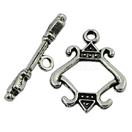 Tibetan Style Alloy Toggle Clasps, Cadmium Free & Lead Free, Rhombus, Antique Silver, Rhombus: about 23mm long, 18mm wide, Bar: about 25.5mm long, 5mm wide, hole: 2mm(LF5127Y)