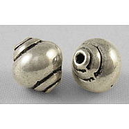 Tibetan Style Alloy Beads, Barrel, Lead Free & Cadmium Free, Antique Silver, 8.5x8mm, Hole: 1mm(LF5167Y)