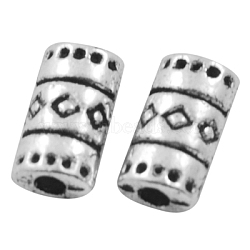 Tibetan Style Alloy Beads, Lead Free & Nickel Free & Cadmium Free, Tube, Antique Silver, 9x5x3mm, Hole: 2mm(LF9875Y-NF)