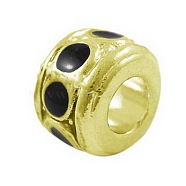 Alloy European Beads, with Enamel, Large Hole Beads, Lead Free & Cadmium Free & Nickel Free, Column, Golden, Size: about 10mm in diameter, 7mm thick, hole: 4.5mm(LFD8226Y-3-NFG)