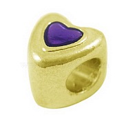 Metal Alloy European Beads, Mother's Day Gifts Making, Lead Free and Cadmium Free & Nickel Free, Heart, Golden, about 9mm long, 8.5mm wide, 9mm thick, hole: 4.5mm(LFD8290Y-1-NFG)