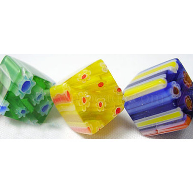 10mm Mixed Color Cube Millefiori Lampwork Beads