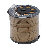 Korean Faux Suede Cord, Faux Suede Lace, with PU Leather, Gold, 3x1.5mm, about 100yards/roll(300 feet/roll)(LW-H001-102)