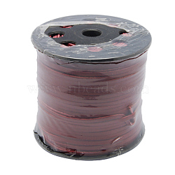 Korean Faux Suede Cord, Faux Suede Lace, with PU Leather, Dark Red, 3x1.5mm, about 100yards/roll(300 feet/roll)(LW-H001-112)