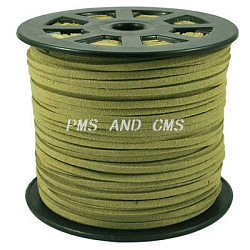 Faux Suede Cords, Faux Suede Lace, Olive Drab, 6x1.5mm, 100yards/roll(300 feet/roll)(LW-S012-3)