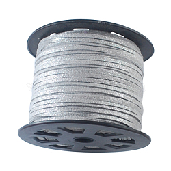 Faux Suede Cords, Faux Suede Lace, Silver, 3mm, about 100yards/roll(LW-S013-1)