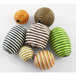 Handmade Waxed Cord Covered Beads, Mixed Color, about 16~31mm in diameter, hole: 1~2mm, 100pcs/bag(M-CR001Y)
