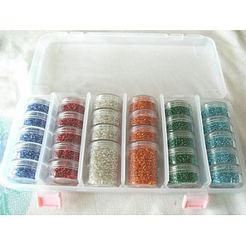 3MM Mixed Color Glass Seed Beads, DIY Jewelry Making Bead Sets with Storage Box, 3mm in diameter, hole: 0.8mm, 590g/set