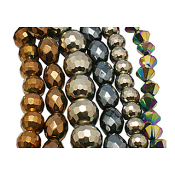 Electroplate Glass Bead Strands, Mixed Shapes, Mixed Color, about 4~16mm long, 4~16mm wide, hole: 1~2mm, 10~13 inch/strand, about 20~84pcs/strands