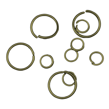 Iron Jump Rings and Split Rings, Ring, Antique Bronze Color, 4~20x0.6~1.5mm, Inner Diameter: 2.8~17mm