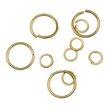 Iron Jump Rings and Split Rings, Ring, Golden Color, 4~20x0.6~1.5mm, Inner Diameter: 2.8~17mm