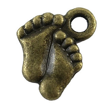 Lead Free & Cadmium Free & Nickel Free Tibetan Pendant, Antique Bronze, Foot, 12mm, hole: about 2.1mm