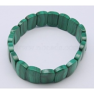 Stretchy Gemstone Bead Bracelets, Natural Malachite, Grade A, Square, 53mm(MALA-53D-2)