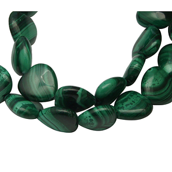 Natural Malachite Gemstone Beads Strands, Mother's Day Gifts Making, Grade A, Heart, Green, Size: about 12mm wide, 12mm long, 5mm thick, hole: 0.8mm, 34pcs/strand, 16 inchHeart, Green, 12x12mm