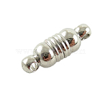Alloy Magnetic Clasps with Loops, Oval, Platinum, 13.5x4mm, Hole: 1mm(MC049)