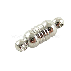 Alloy Magnetic Clasps with Loops, Oval, Platinum, 13.5x4mm, Hole: 1mm(MC049)