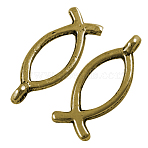 Tibetan Style Alloy Pendants, For Easter, Lead Free & Cadmium Free & Nickel Free, Jesus Fish/Christian Ichthys Ichthus, Antique Bronze, 20x8mm, Hole: 2mm(MLF0394Y-NF)