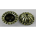 Tibetan Antique Bronze Metal Caps, Cadmium Free & Nickel Free & Lead Free, 11mm in diameter, 4.5mm thick, hole: 1mm, Inner Diameter: 7mm(MLF0767Y-NF)