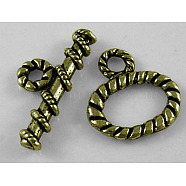 Tibetan Style Toggle Clasps, Oval, Lead Free and Cadmium Free, Antique Bronze, 15.5x15mm, Hole: 2mm(MLF0206Y)