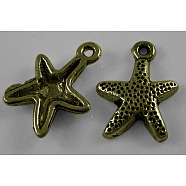 Tibetan Style Alloy Starfish/Sea Stars Charms, Lead Free and Cadmium Free, Antique Bronze, 16x12mm, Hole: 1mm(MLF0463Y)