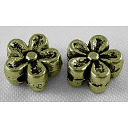 Tibetan Style Alloy 3D Flower Beads, Cadmium Free & Lead Free, Antique Bronze, 7x3.5mm, Hole: 1mm(MLF0476Y)