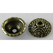 Tibetan Style Alloy Caps, Cadmium Free & Lead Free, Antique Bronze, 10x4mm, Hole: 1.5mm(MLF0531Y)