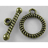 Tibetan Style Toggle Clasps, Lead Free & Cadmium Free, Antique Bronze, Ring: 13x16 mm, Bar: 6x18mm, hole: 2mm.(MLF0701Y)